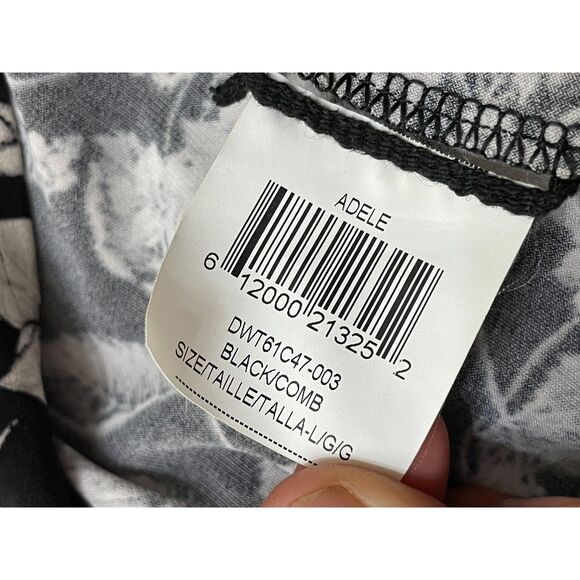 BCBGmaxazria Adele Women's Dress Wrap Stretch Lightweight L Black Floral - Picture 3 of 9